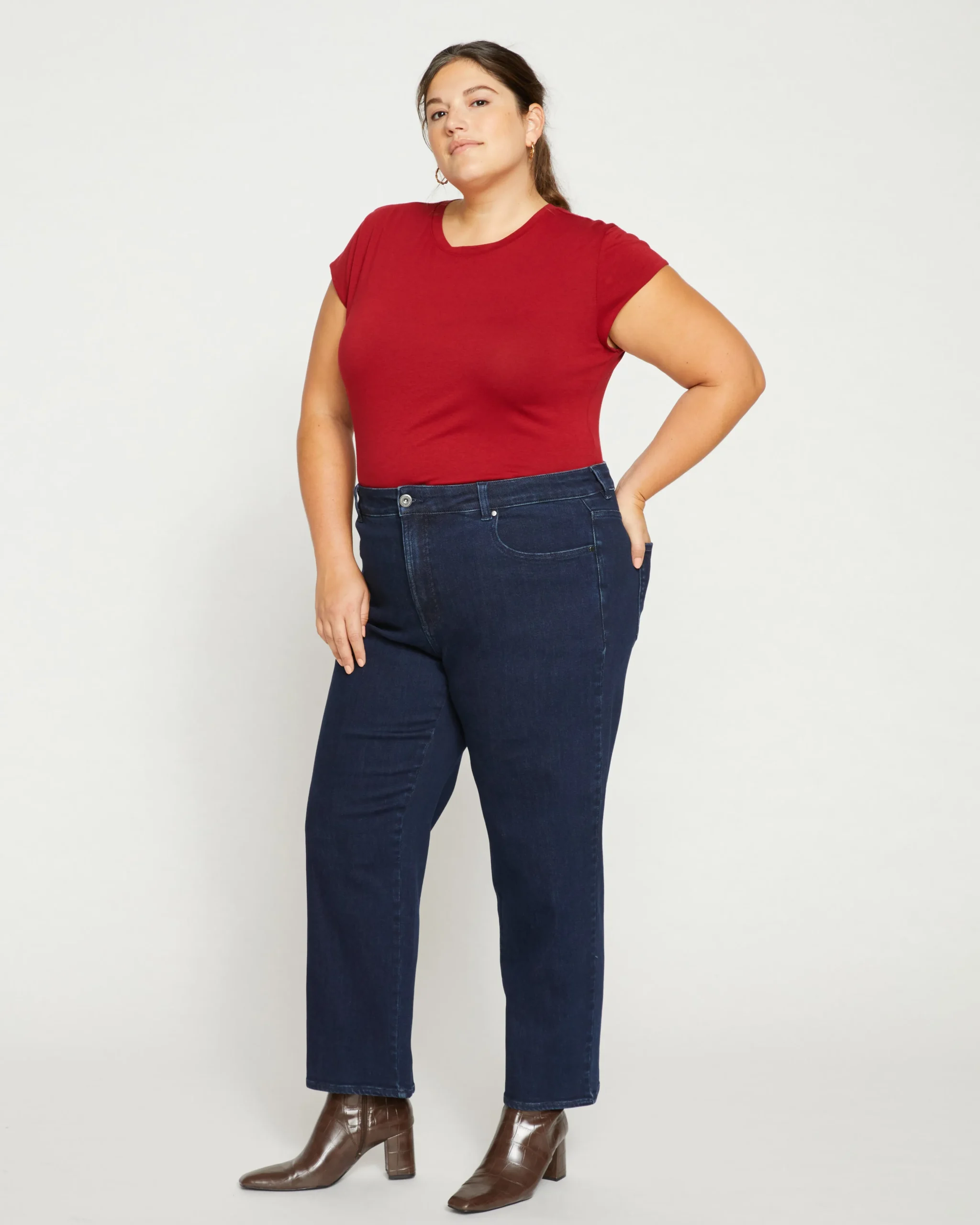 Etta High Rise Straight Leg Jeans 28 Inch Dark Indigo