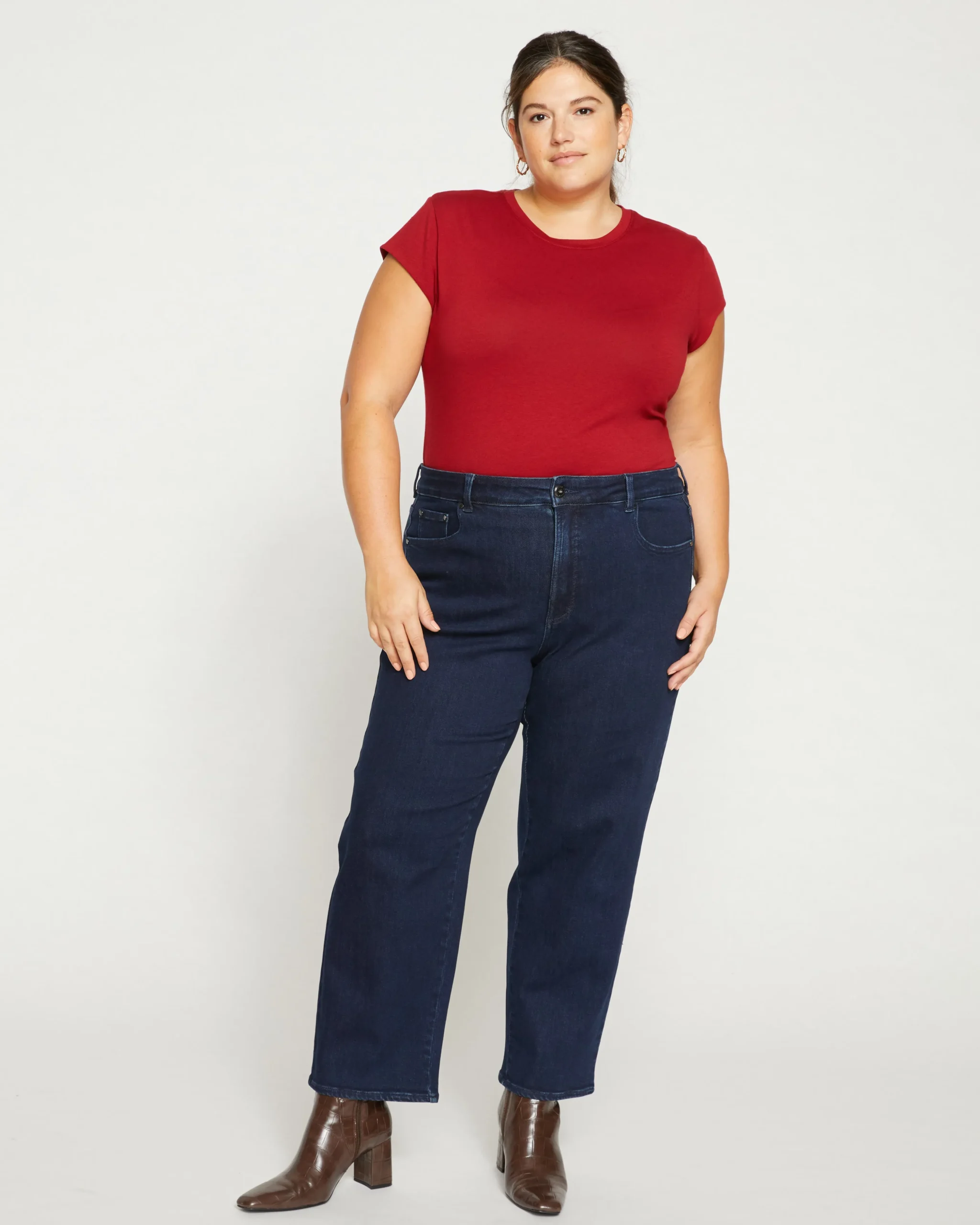 Etta High Rise Straight Leg Jeans 28 Inch Dark Indigo