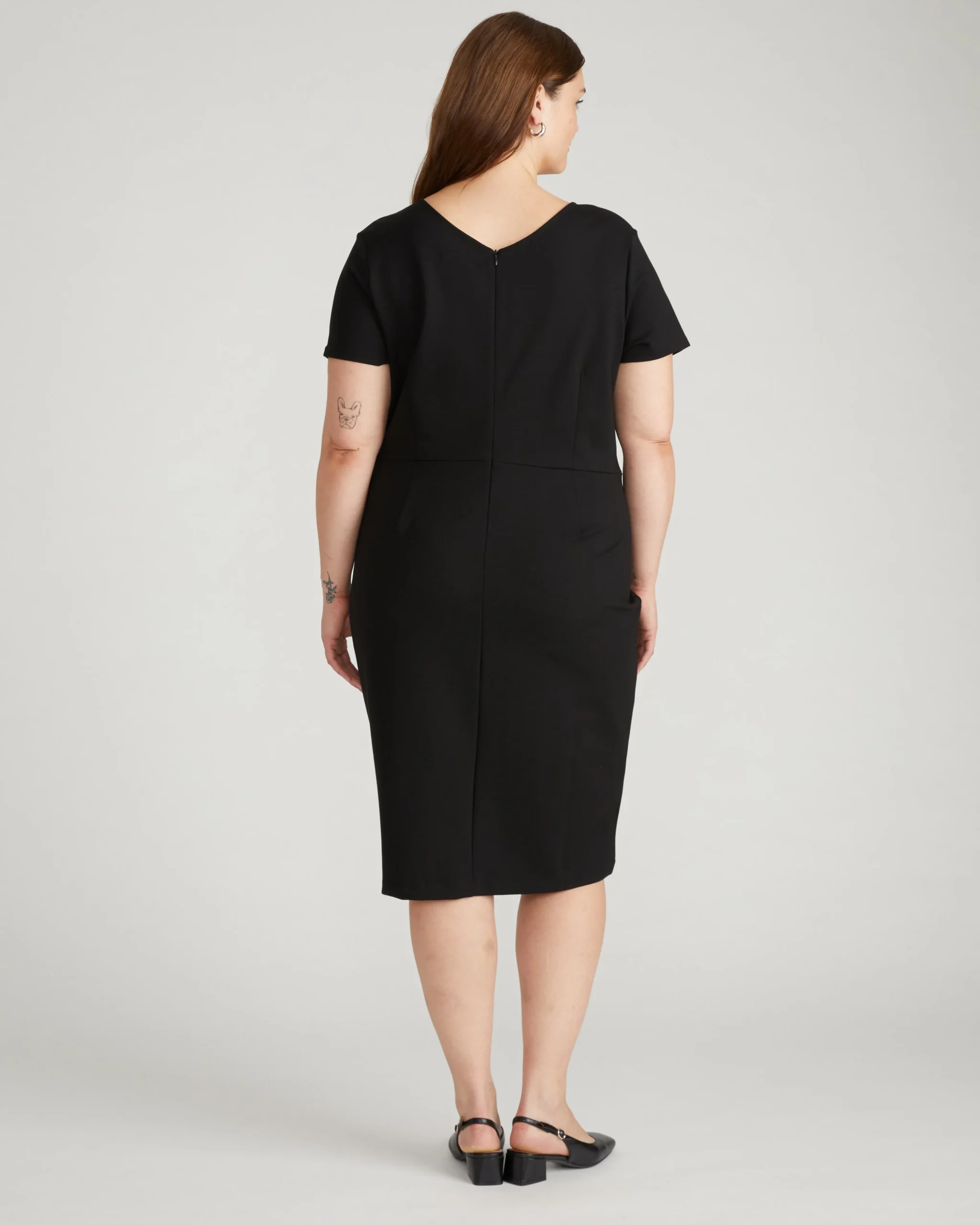Executive V Neck Ponte Dress Black