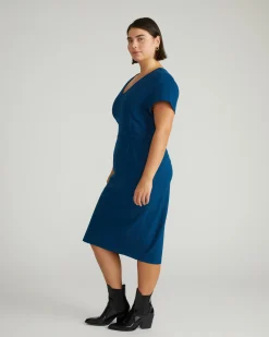 Executive V Neck Ponte Dress Deep Teal