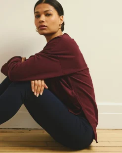 Fiona Side Slit Sweatshirt Black Cherry