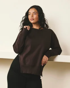 Fiona Side Slit Sweatshirt Deep Brown