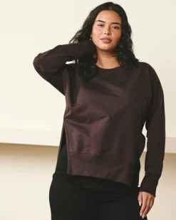 Fiona Side Slit Sweatshirt Deep Brown
