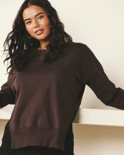 Fiona Side Slit Sweatshirt Deep Brown