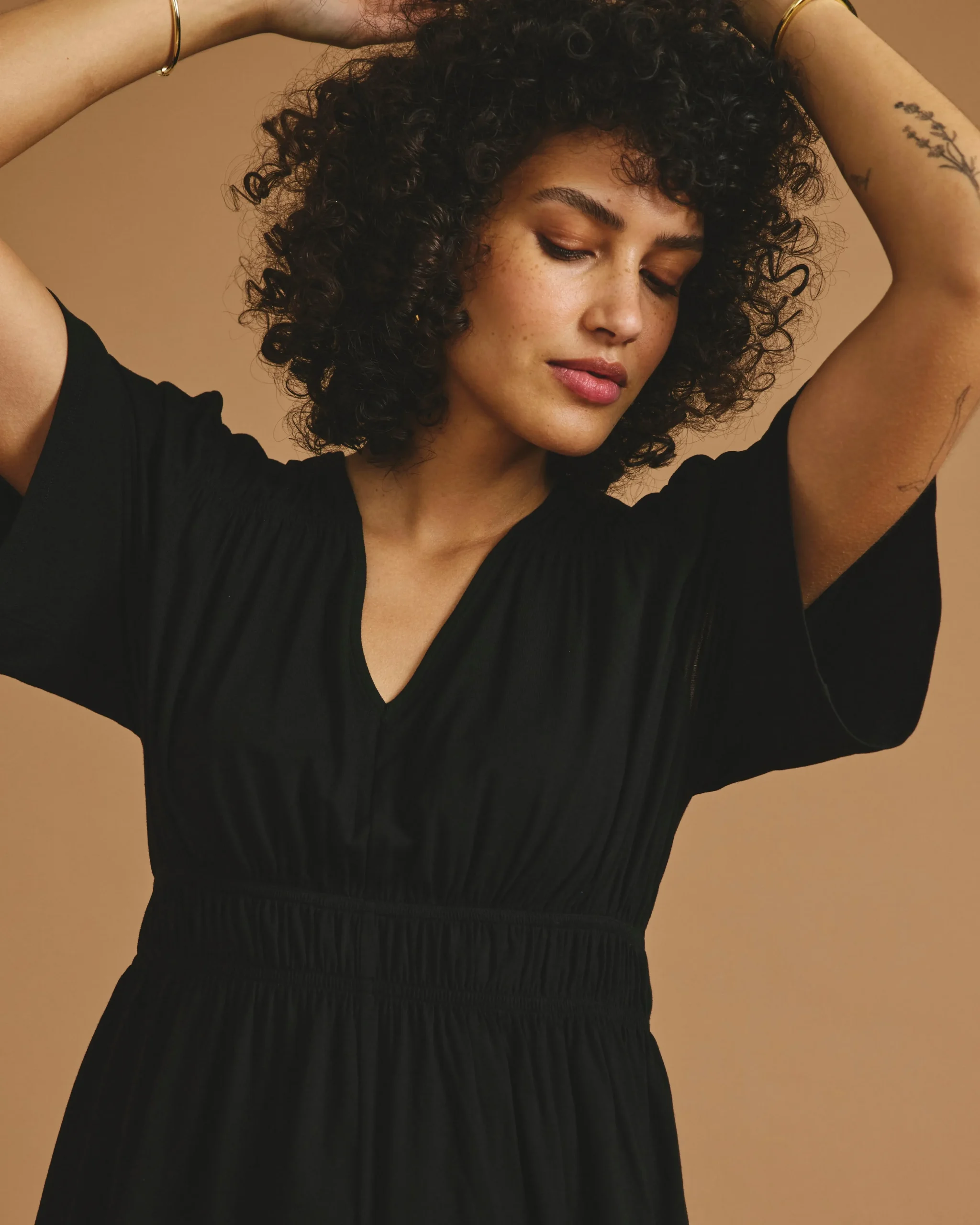 Flora Liquid Jersey Top Black