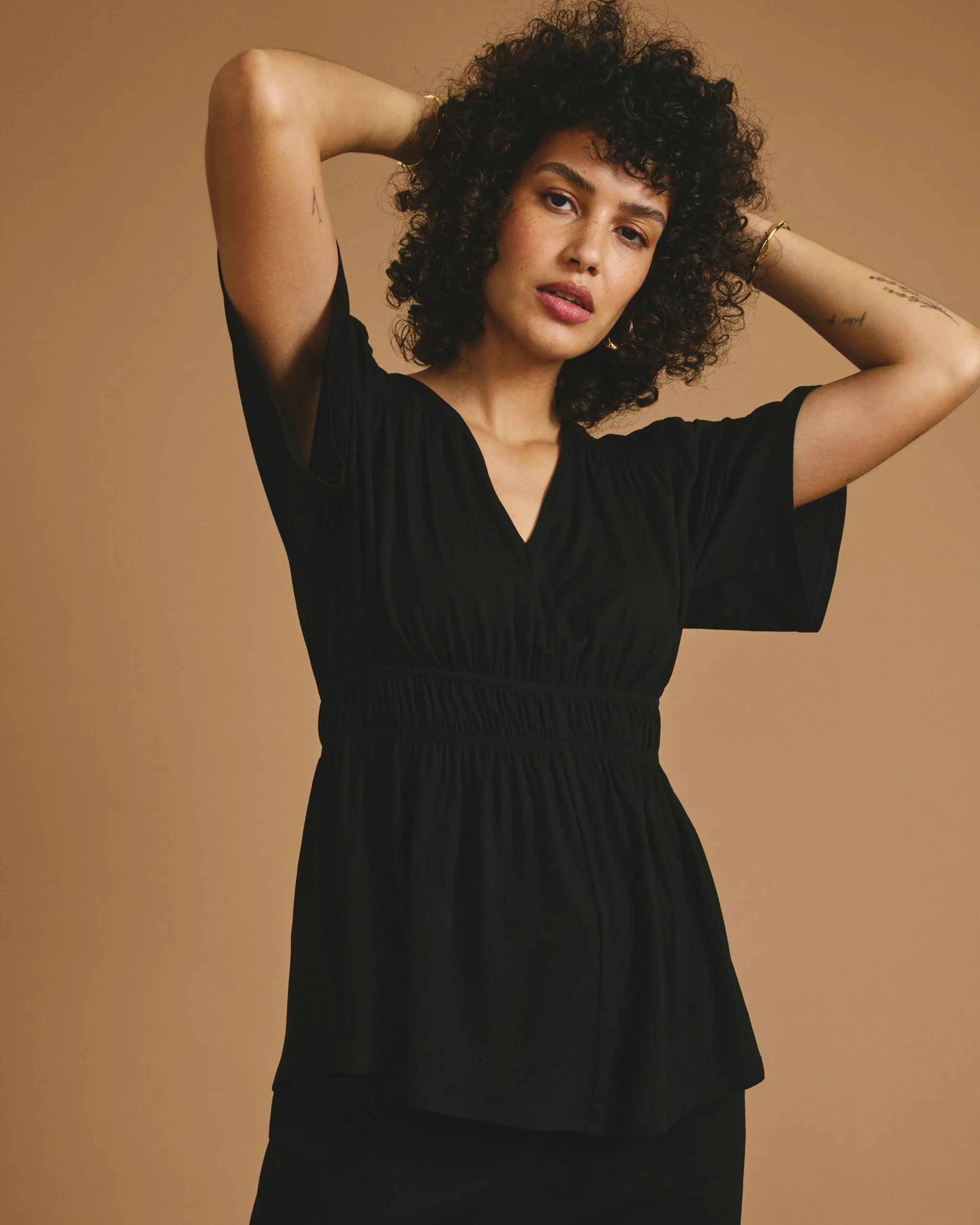 Flora Liquid Jersey Top Black