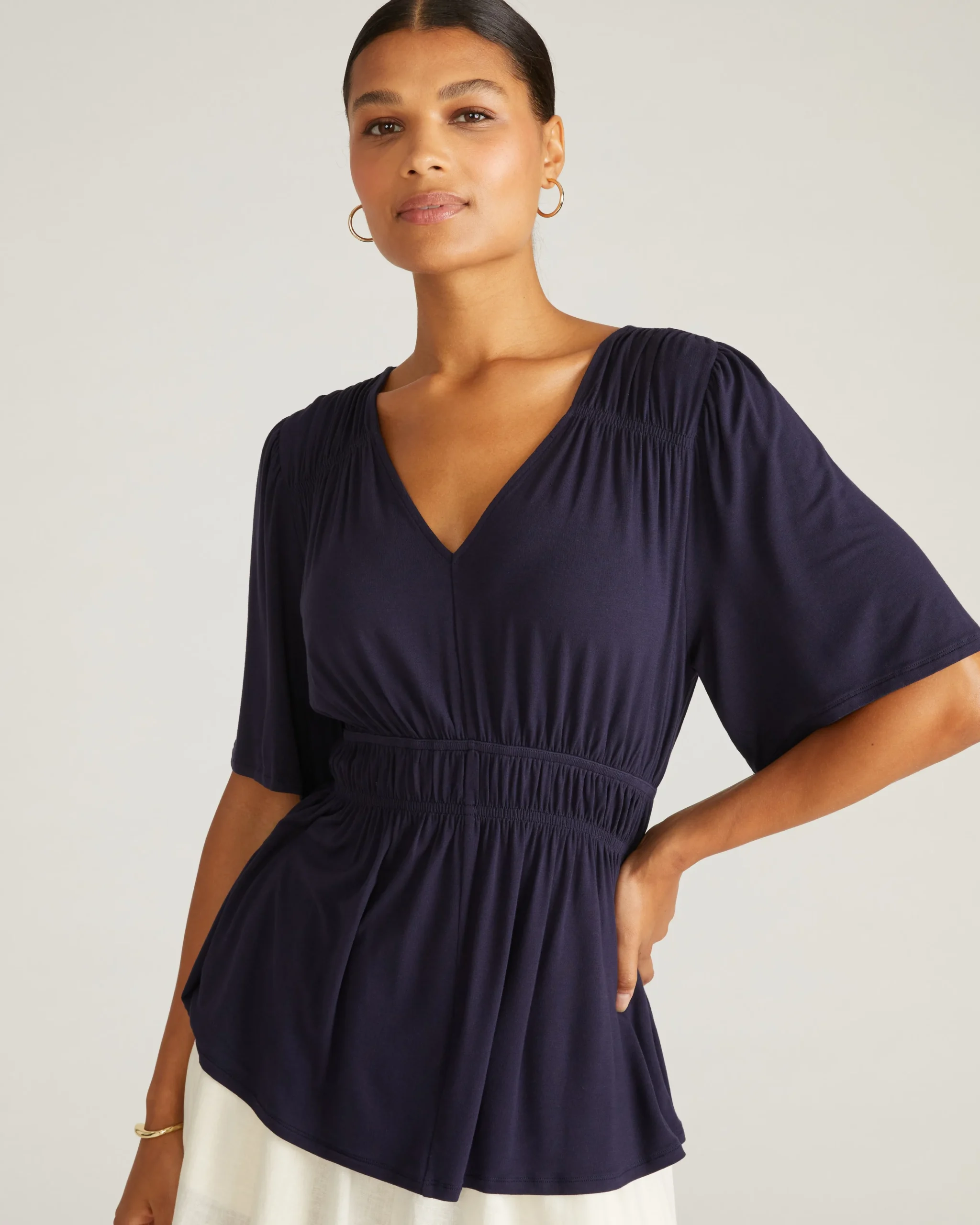 Flora Liquid Jersey Top Midnight