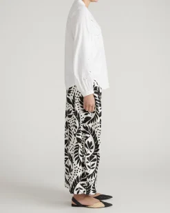 Frances Embroidered Linen Blend Blouse White