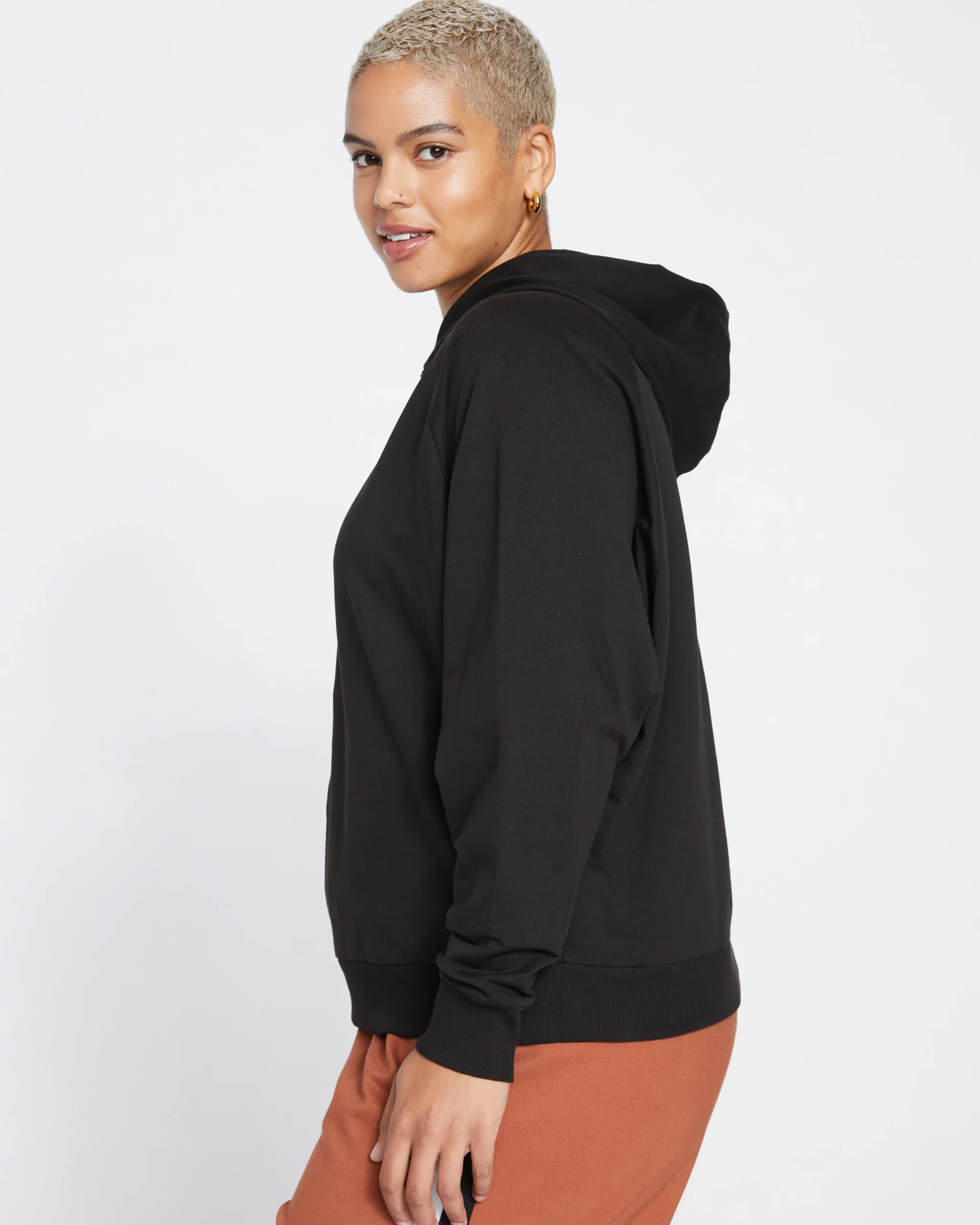 French Terry Pullover Hoodie Black