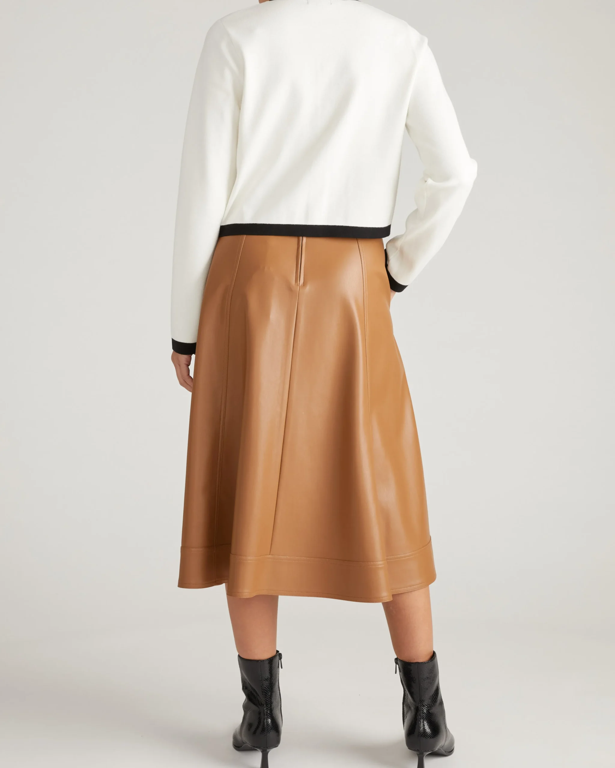 Gabrielle Button-Front Cardigan Cream with Black Accents