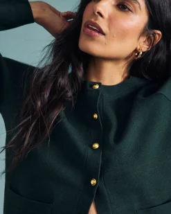 Gabrielle Button-Front Cardigan Forest Green