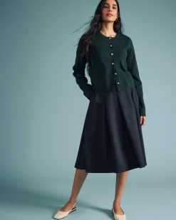 Gabrielle Button-Front Cardigan Forest Green