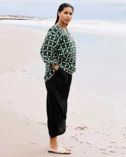 Geneva Linen Blend Skirt Black