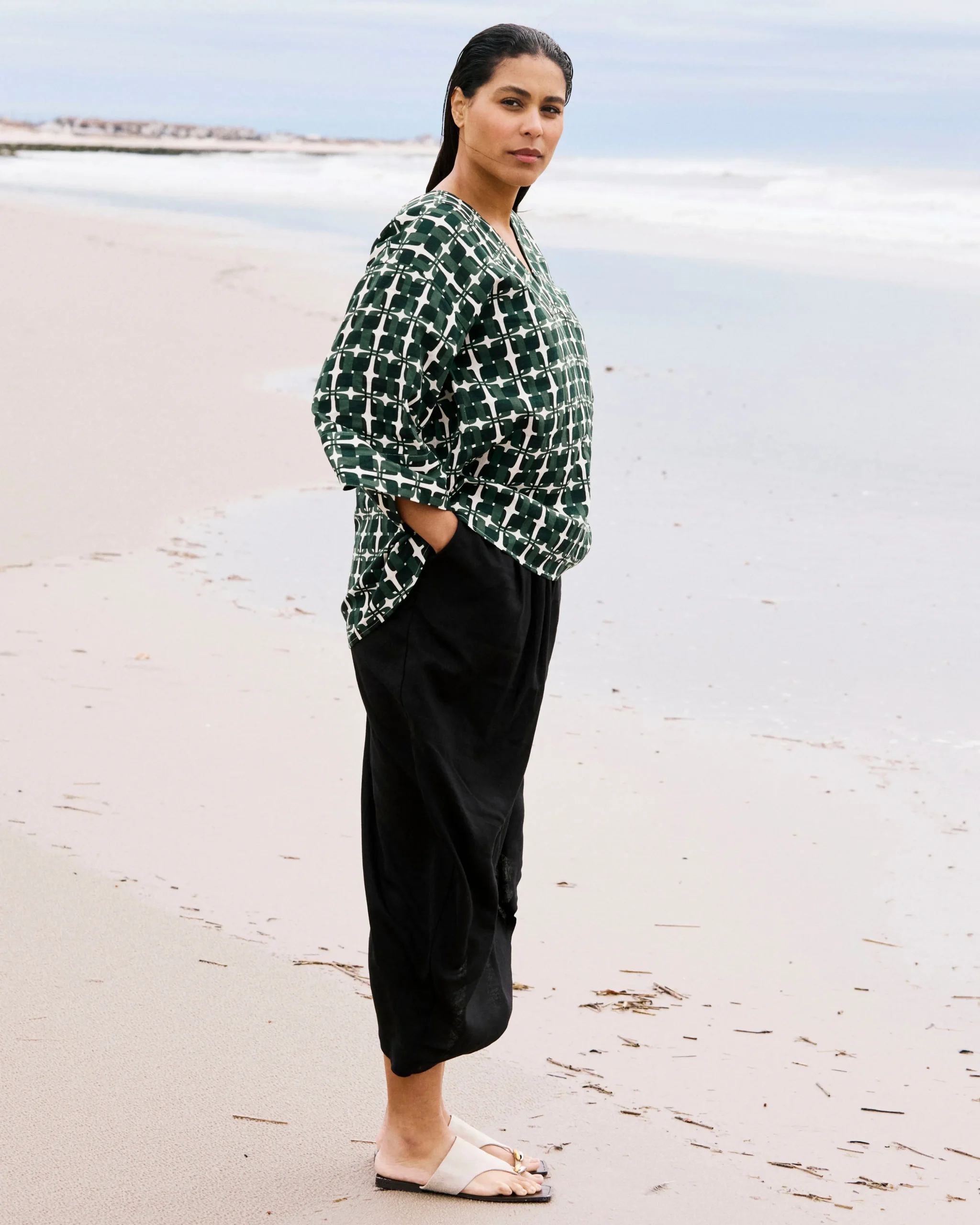 Geneva Linen Blend Skirt Black