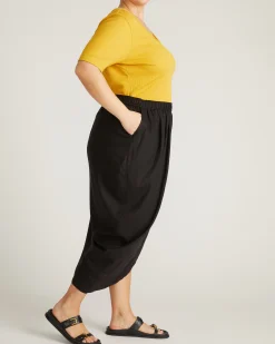 Geneva Linen Blend Skirt Black