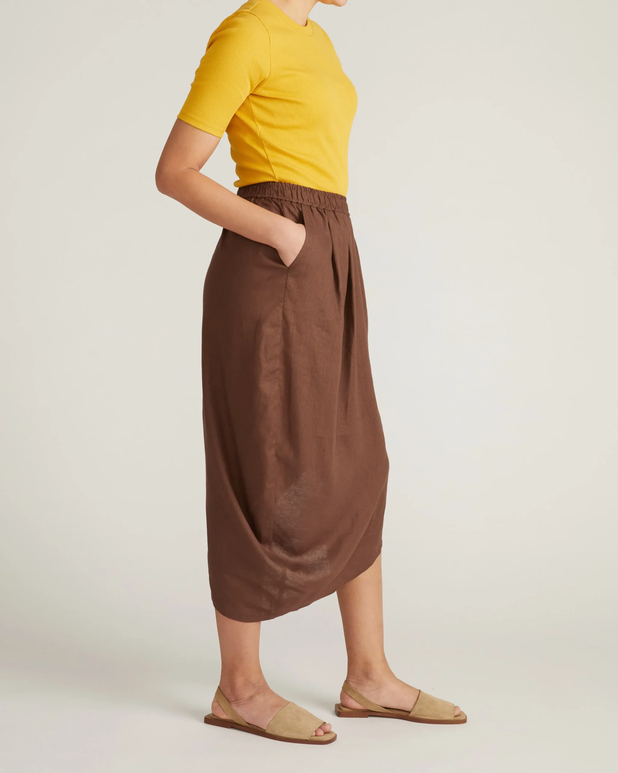 Geneva Linen Blend Skirt Peppercorn