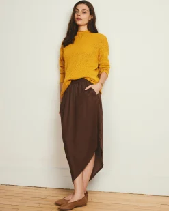 Geneva Linen Blend Skirt Peppercorn