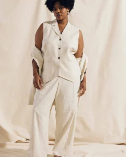 Hanover Linen Blend Vest Ecru