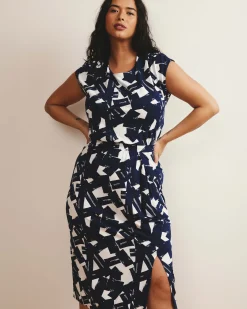 Havana Divine Jersey Dress Navy Santiago Print