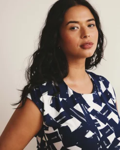 Havana Divine Jersey Dress Navy Santiago Print