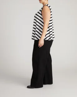 Heatwave Divine Jersey Flared Tank Black/White Stripe