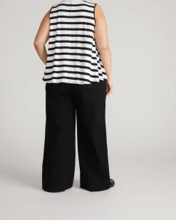 Heatwave Divine Jersey Flared Tank Black/White Stripe