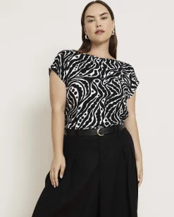 Heatwave Divine Jersey Flared Top Black Bosco Print