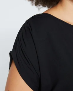 Helena Divine Jersey Gathered Tee Black