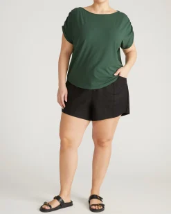 Helena Divine Jersey Gathered Tee Conifer