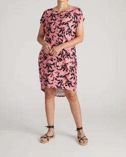 Helen Liquid Jersey Shift Dress Pink Sgraffito Print