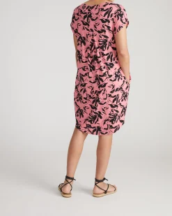 Helen Liquid Jersey Shift Dress Pink Sgraffito Print