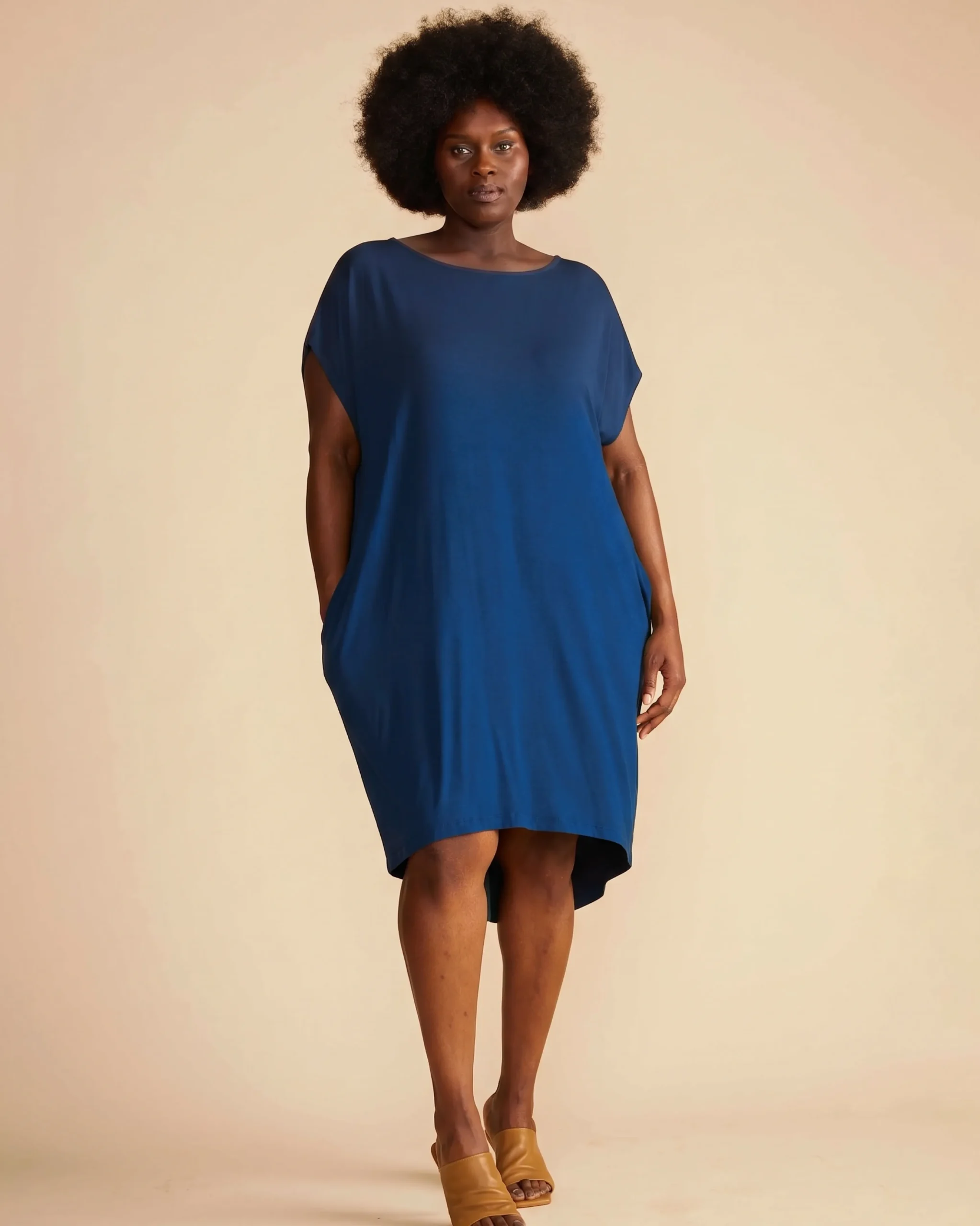 Helen Liquid Jersey Shift Dress Blue Teal