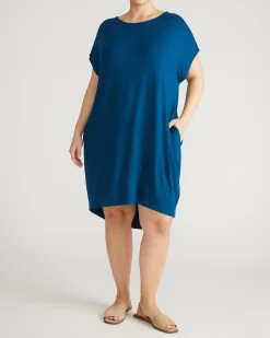Helen Liquid Jersey Shift Dress Blue Teal
