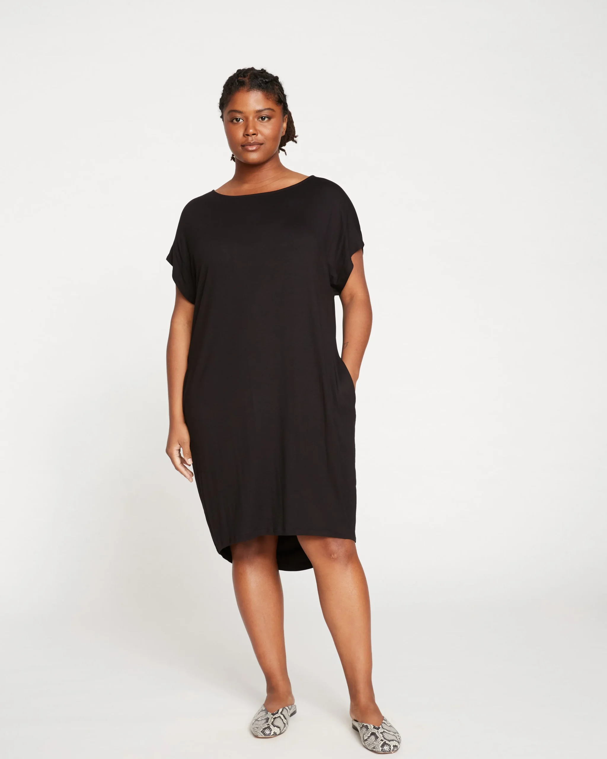 Helen Liquid Jersey Shift Dress Black