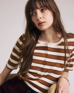 Henley Short Sleeve Ribbed Tee Baker Street Stripe