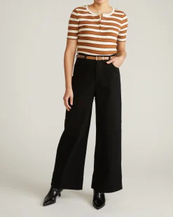 Henley Short Sleeve Ribbed Tee Baker Street Stripe