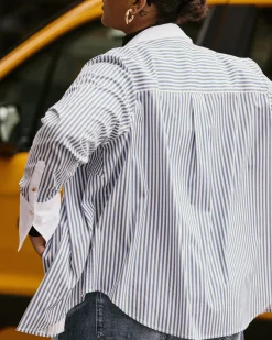 Henning x US Madison Shirt Blue Stripe with Contrast White