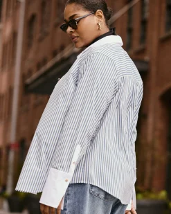 Henning x US Madison Shirt Blue Stripe with Contrast White