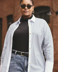 Henning x US Madison Shirt Blue Stripe with Contrast White