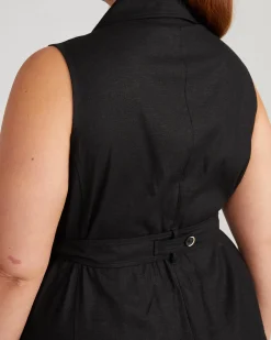Hudson Linen Blend Trench Dress Black
