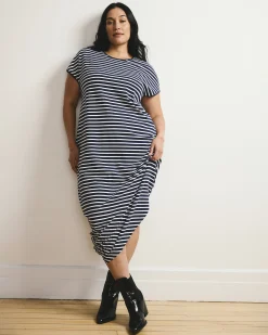 Iconic Geneva Dress Navy/White Stripe