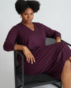Iconic Long Sleeve V-Neck Geneva Dress Acai