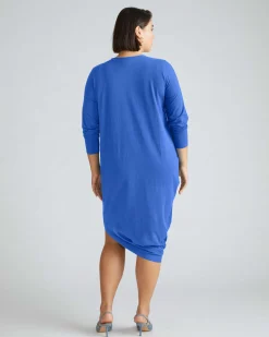 Iconic Long Sleeve V-Neck Geneva Dress Lapis