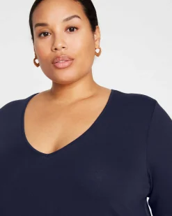Iconic Long Sleeve V-Neck Geneva Dress Midnight