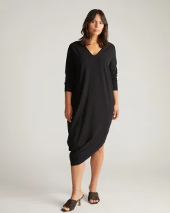 Iconic Long Sleeve V-Neck Geneva Dress Black