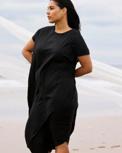 Iconic Stretch Linen Blend Geneva Dress Black