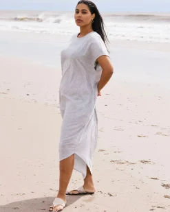 Iconic Stretch Linen Blend Geneva Dress Beach Stripe