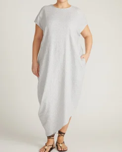 Iconic Stretch Linen Blend Geneva Dress Beach Stripe