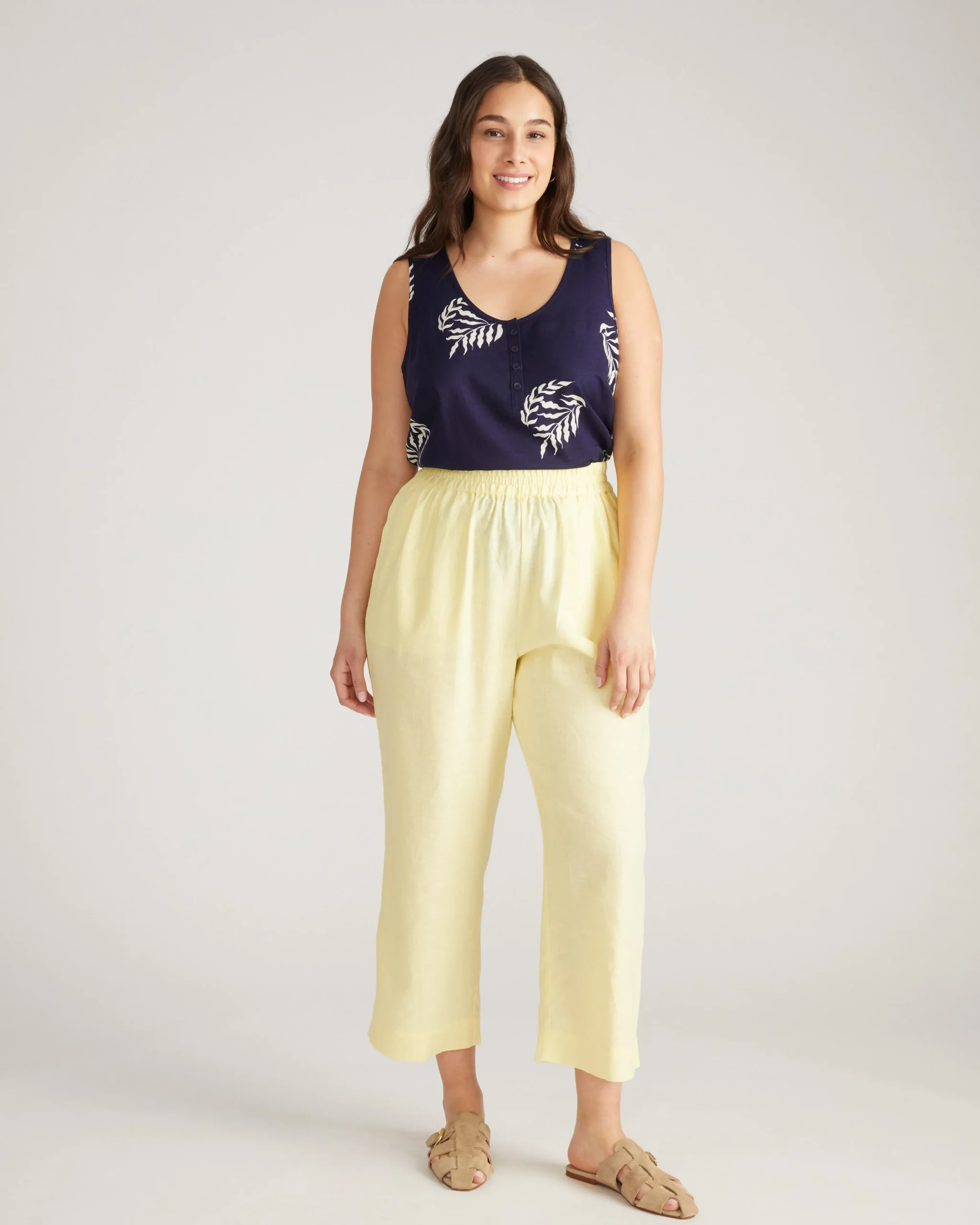 Iris Linen Blend Easy Pull-On Pants Twinkle
