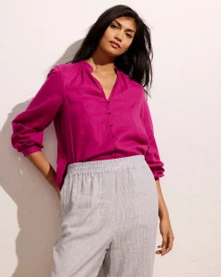 Iris Linen Blend Easy Pull-On Pants Beach Stripe